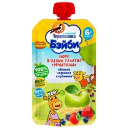 Пюре Черноголовка Бэйби с 6 мес ягодный салатик + мультизлак 110 г