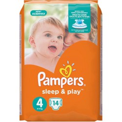 Подгузники 14 шт. Pampers слип энд плей макси ромашка 8-14 кг р. 4